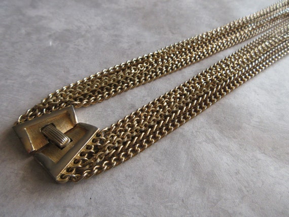Trifari Statement Multiple Chain Goldtone Necklace