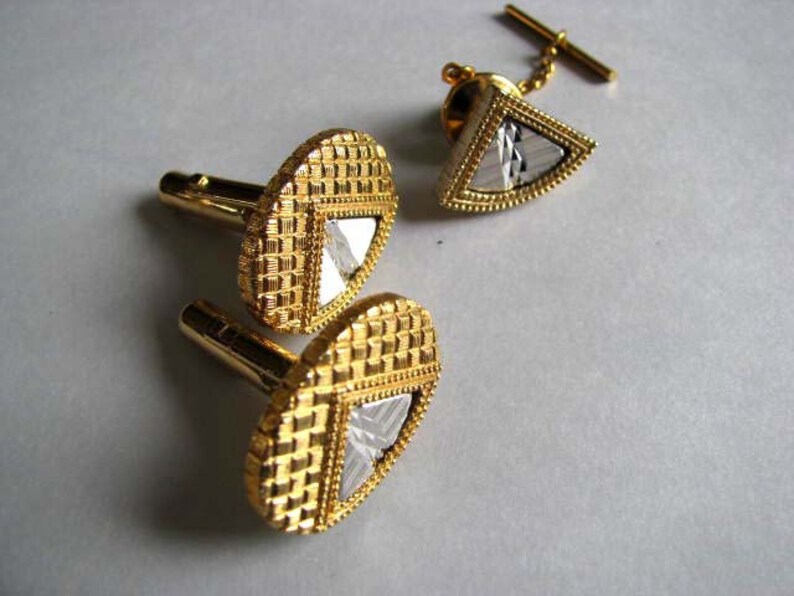 Cuff Links and Tie Tac Set Vintage Cuff Links Vintage Tie Tac