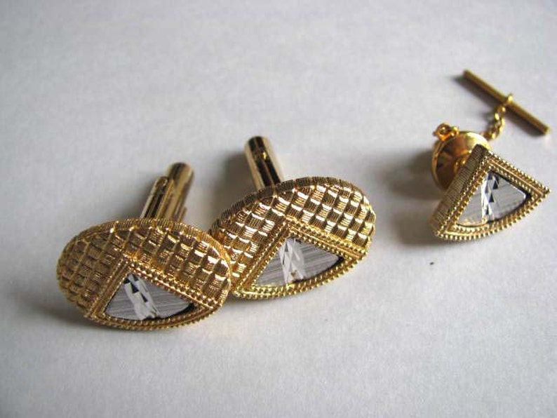 Cuff Links and Tie Tac Set Vintage Cuff Links Vintage Tie Tac