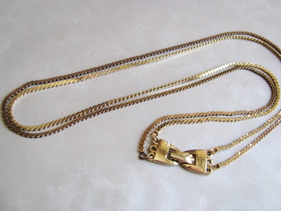 Statement Double Chain Goldtone Necklace - Elegant