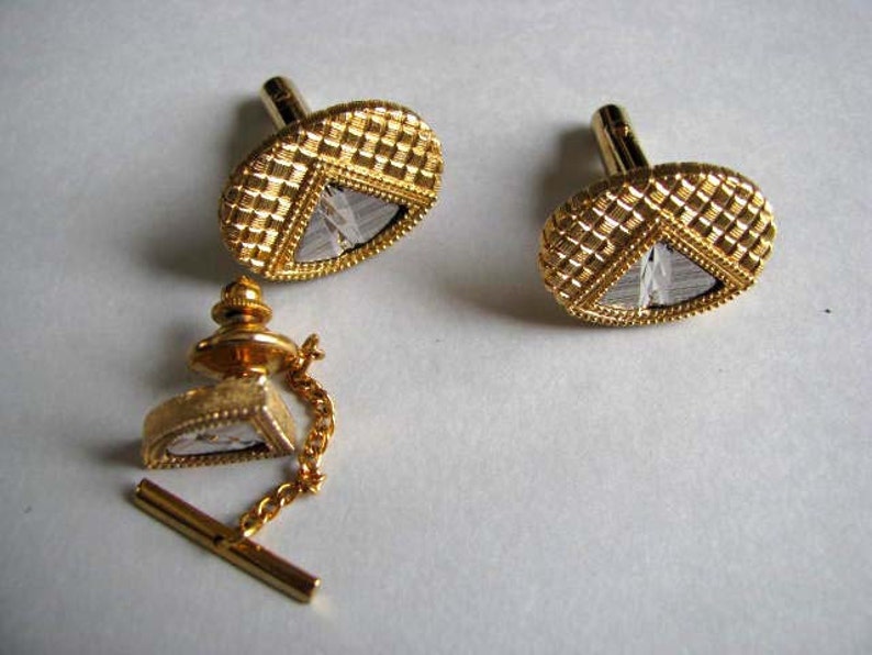 Cuff Links and Tie Tac Set Vintage Cuff Links Vintage Tie Tac