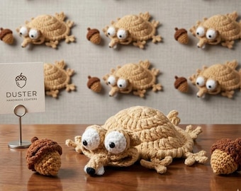Eichhörnchen häkeln Untersetzer PDF, Pop-Up Tierbecher Teppich Anleitung, lustiger Amigurumi Tassenhalter