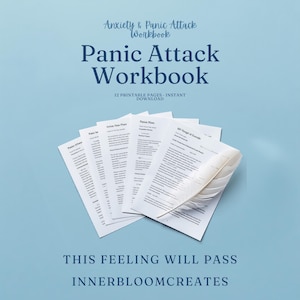 Anxiety  Panic Attack Workbook - Printable Coping Plan & CBT Worksheets, 12 Pages, Instant Download