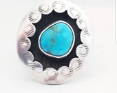 Vintage Navajo Turquoise Shadow Box Sterling Ring Native American ring Native American jewelry turquoise sterling ring
