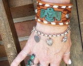 Thunderbird Hand Tooled Leather Cuff Bracelet