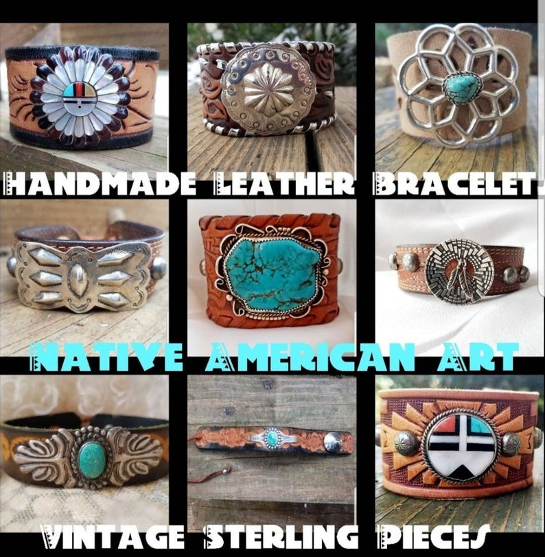 Green Moss Agate Concho Vintage Tooled Leather Cuff bracelet\u2022Southwestern cuff\u2022cowgirl\u2022Western Wear\u2022Southwestern jewelry\u2022