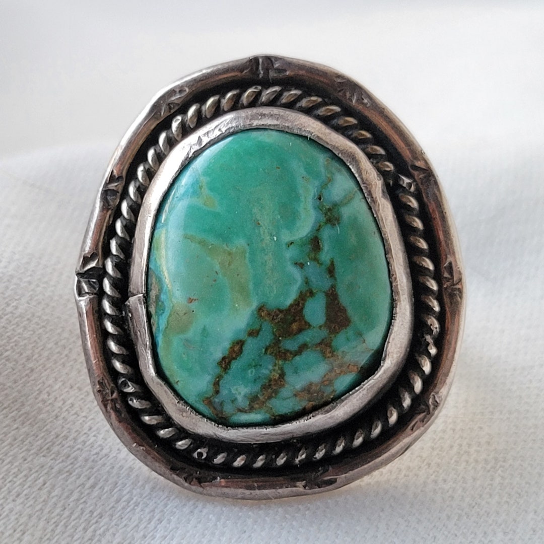 Vintage Navajo Sterling Turquoise Native American Ring Sz 6 - Etsy