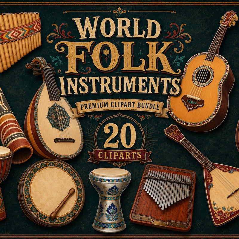 Musi Instruments's Folk Instruments Clipart - Etsy UK