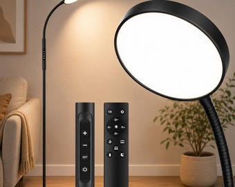 LED Floor Lamp with Remote Adjustable Reading Standing Lamp Dimmable Black