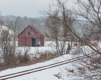 A Vermont Barn -  Nature photography, landscape photography, winter, snow, Christmas, fine art print, wall art, farm, new england