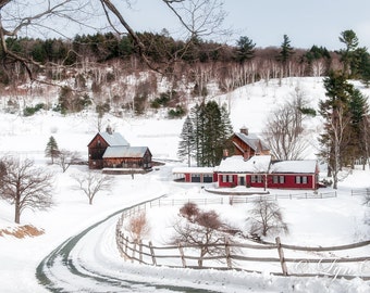 A Vermont Scene -  Nature photography, landscape photography, winter, snow, Christmas, fine art print, wall art, farm, new england