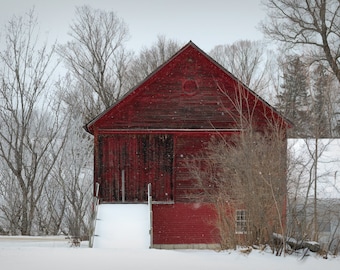 Vermont Red Barn - Christmas, Old Barn, winter , snow photography, landscape, nature, red barn, wall art, home decor, fine art print