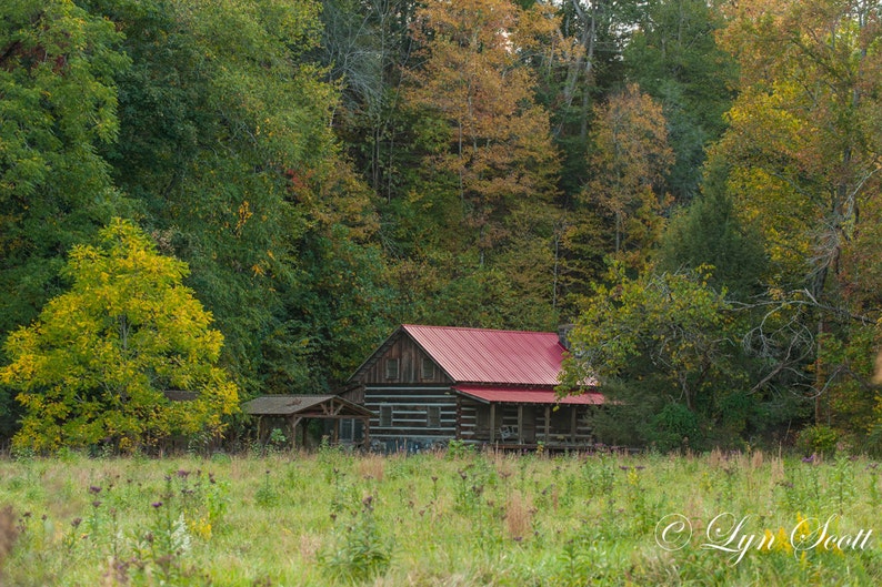 Tennessee, cabin Nature, landscape, fall, autumn, fine art, trees, art, Great Smoky Mountains, rustic, home decor, mountains image 1