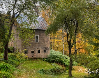 Tan Wooden House-  Nature photography, landscape photography, fall, autumn, fine art print, home decor, Vermont, New England photography