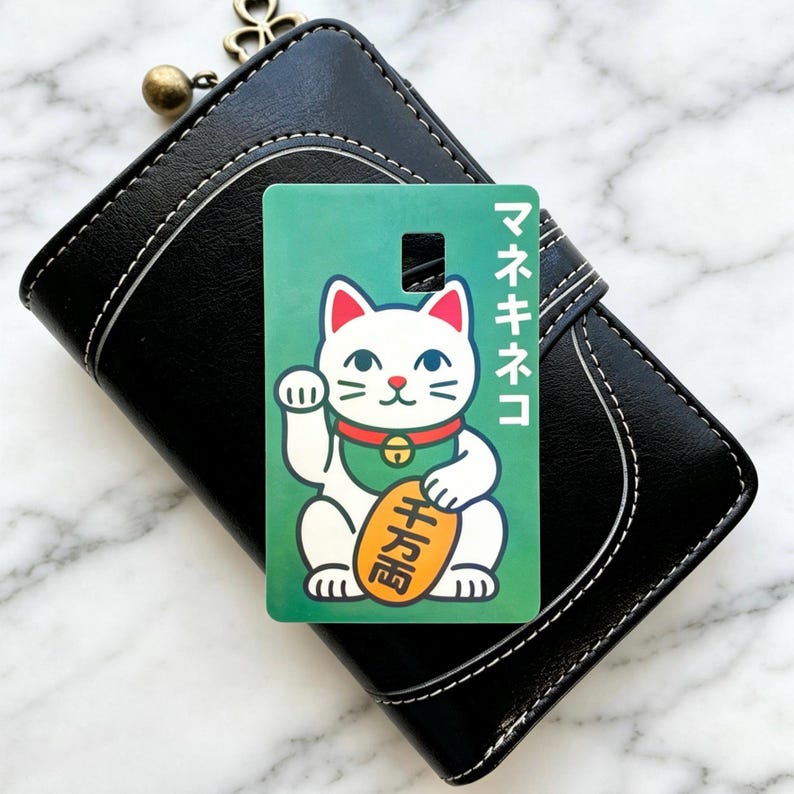 Lucky Cat Credit Card Skin: Japanese Fortune Cat Wallet Decal image 5
