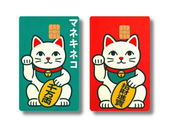 Lucky Cat Credit Card Skin: Japanese Fortune Cat Wallet Decal