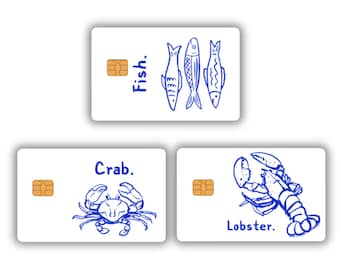 Seafood Credit Card Skin: Fish, Crab, Lobster Nautical Vinyl Sticker