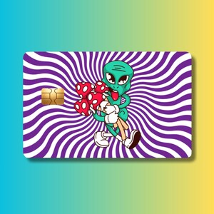 Alien Mushroom Credit Card Skin: Psychedelic Swirl Vinyl Card Cover image 2