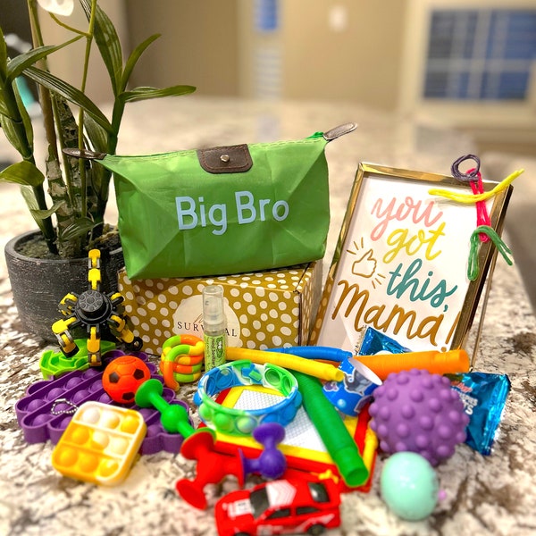 BIG Bro BIG Sis Busy Bag Toddler Toy Activity Kid Gift Busy Baby Parenting bag on the go New Baby Gift brother big sister new sibling gift