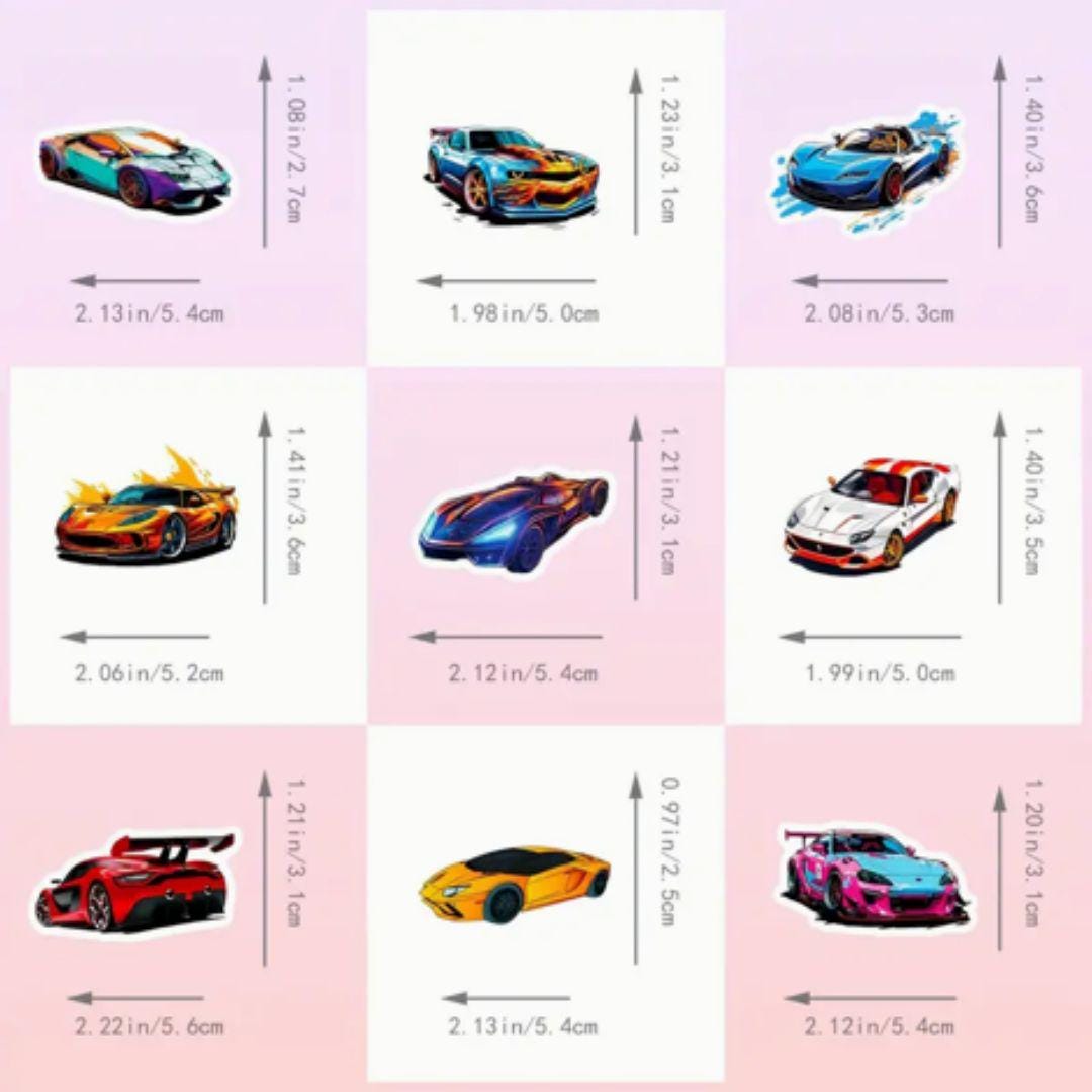 Racing Sticker Animation 10+ Animated Race Car Vinyl Sticker Fun for Kid Cartoon Decal Stickers ...