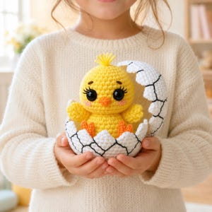 Baby Chick Amigurumi Crochet Pattern, Cracked Eggshell PDF, Easter Decor