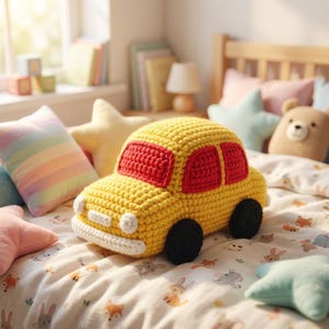 Crochet Mini Car Toy Pattern, Beginner Friendly, Baby Gift, PDF Download