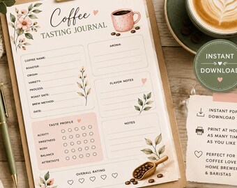 Journal de dégustation de café | Notes de saveur, suivi des méthodes de brassage (téléchargement numérique)