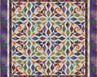 Storm Front Quilt Pattern, Geometric Movement, Ruler-Based Piecing (Digital PDF)