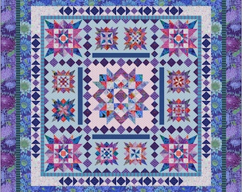 Blueberry Parfait Printed Quilt Pattern • Traditional Piecing • Layered Star Quilt • Full Color Diagrams