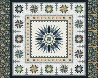 Starlit Voyage Quilt Pattern • Paper Pieced Medallion Star (Printed) - BOM