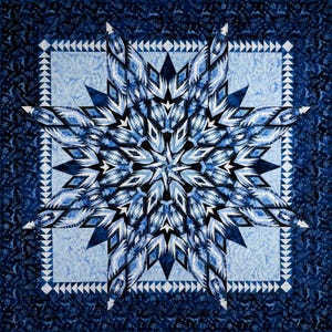 Winter’s Glow Printed Quilt Pattern • 68x68 • Paper Pieced Lone Star • Island Batik Winter Palette