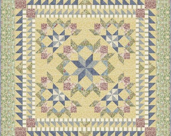 Tranquility PDF Quilt Pattern • William Morris & Co • 57x57 • Carpenter Star • Traditional Pieced Quilt