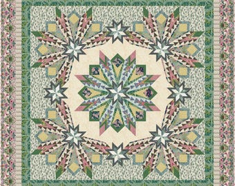 Garden Dance Printed Heirloom Quilt Pattern • Advanced Paper Piecing • 80x80 • BOM • Morris & Co