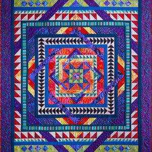 Twisted Tapestry Quilt Pattern • Traditional Pieced BOM • 66x81 Squares HST Flying Geese