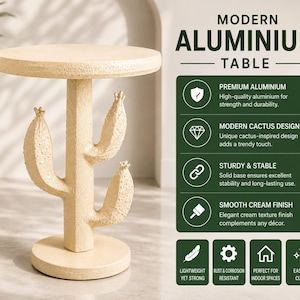 Modern Aluminium Cactus Table Decorative Round  Pedestal Furniture Indoor Bedroom  Living Room Décor