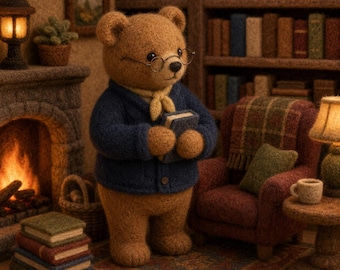 Cute Handmade Wool Felt Teddy Bear, 8cm Soft Bear Figurine Gift, Cozy Nursery Decor, Unique Handmade Keepsake Animal