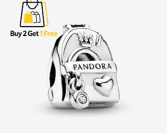 Backpack Charm,925 Sterling Silver Charm,Pandora Compatible Bracelet Bead,Gift for Girls Women