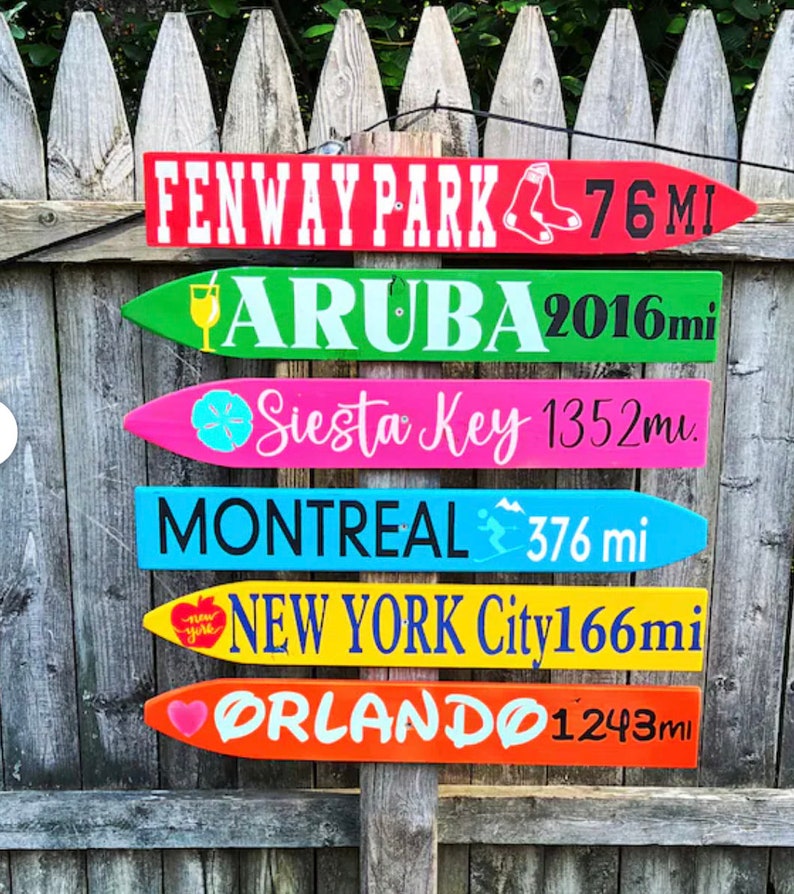 Personalized Cedar Destination Arrow Sign – Custom Mileage Marker - Etsy