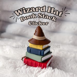Wizard Hat Book Stack 3D Printed Clicker | Bookish Fantasy