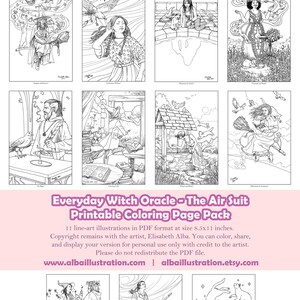 Coloring Book Pages - Everyday Witch Oracle Air Suit - Printable Pack of 11 Pages Ready to Color