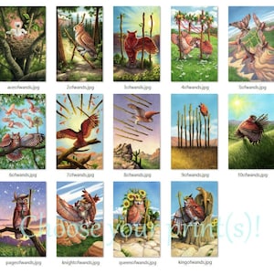 Estampas - Tarot das Corujas - Escolha entre o Naipe de Paus