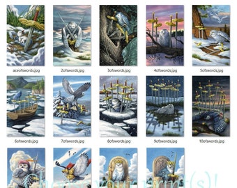 Prints - Tarot of the Owls - Choose from Suit of Swords