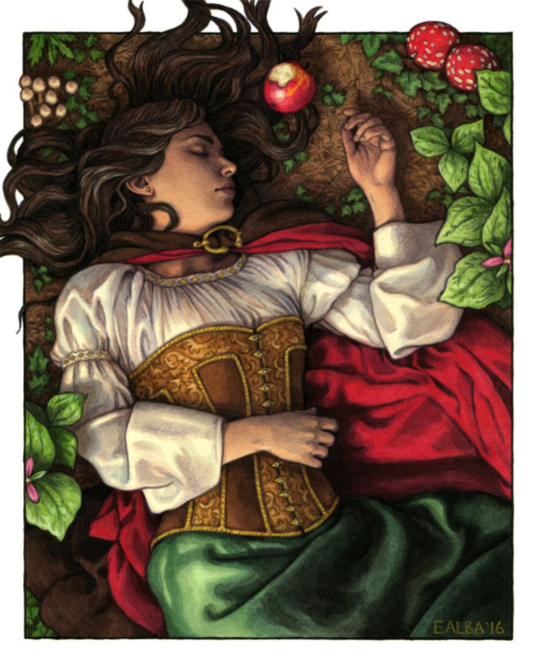白雪姫の毒リンゴのイラスト 8x10 - Etsy 日本