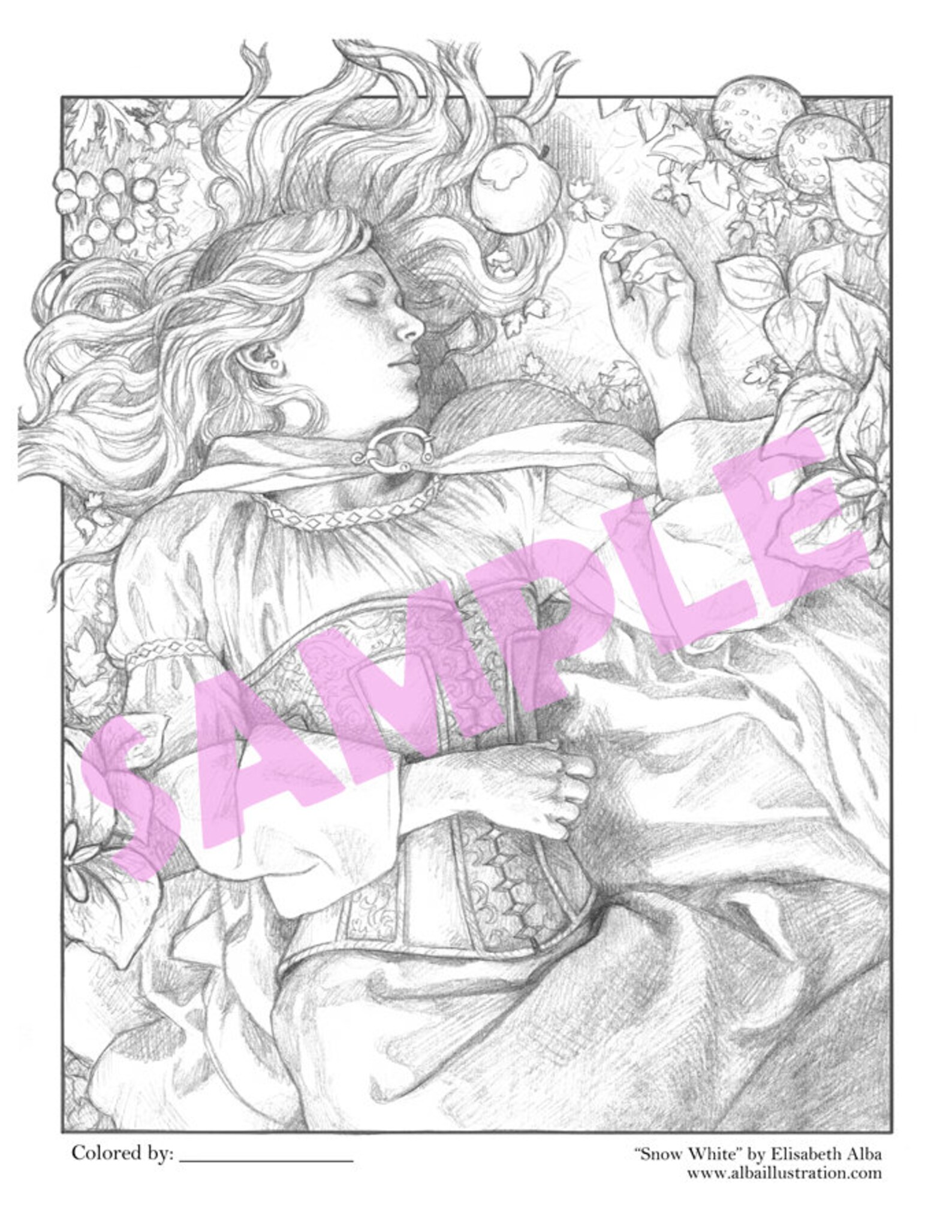 Coloring Book Page Printable PDF Download Snow White | Etsy