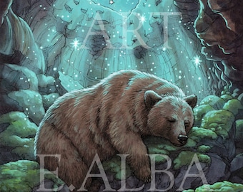Hibernating Bear Witch's Familiar 8x10 or 11x14 inch print