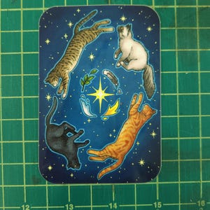 Autocollant en vinyle au dos de la carte Oracle, sorcière de tous les jours - Chats ! image 2