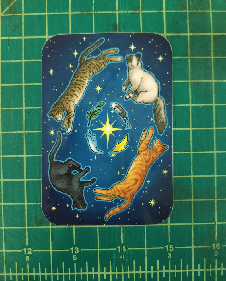 Autocollant en vinyle au dos de la carte Oracle, sorcière de tous les jours - Chats ! image 2