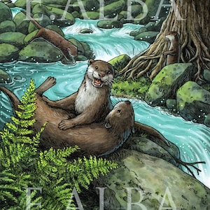 Otters Spielen Hexe Vertrauten 8 x 10 oder 11 x 14 Zoll Druck