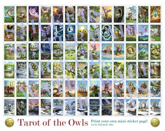 Printable Stickers - Download - Tarot of the Owls Mini Stickers - Printable PDF Sheet