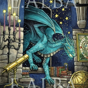 Drache Astrologie Hexe Vertraute 8x10 oder 11x14 Zoll Druck